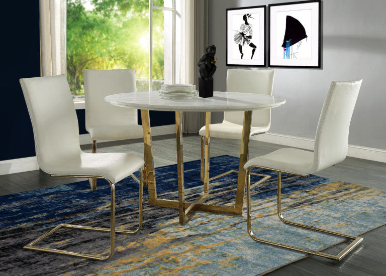 Maximus White Marble Dining Table thumbnail 2