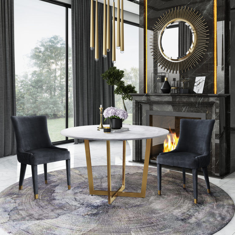 Maximus White Marble Dining Table thumbnail 3