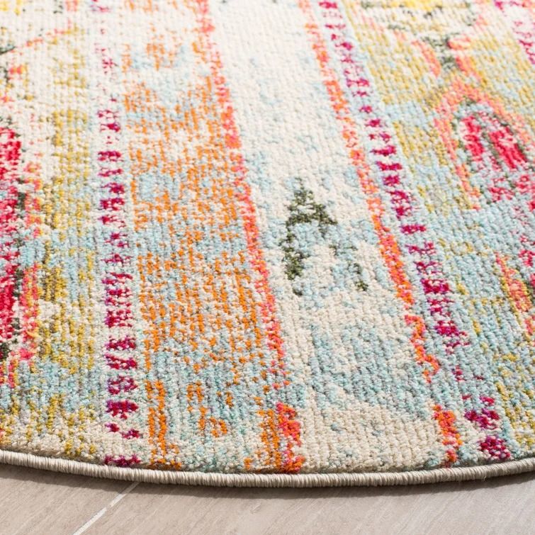 Wooler blue orange area rug 5'3 x 7'6 thumbnail 3