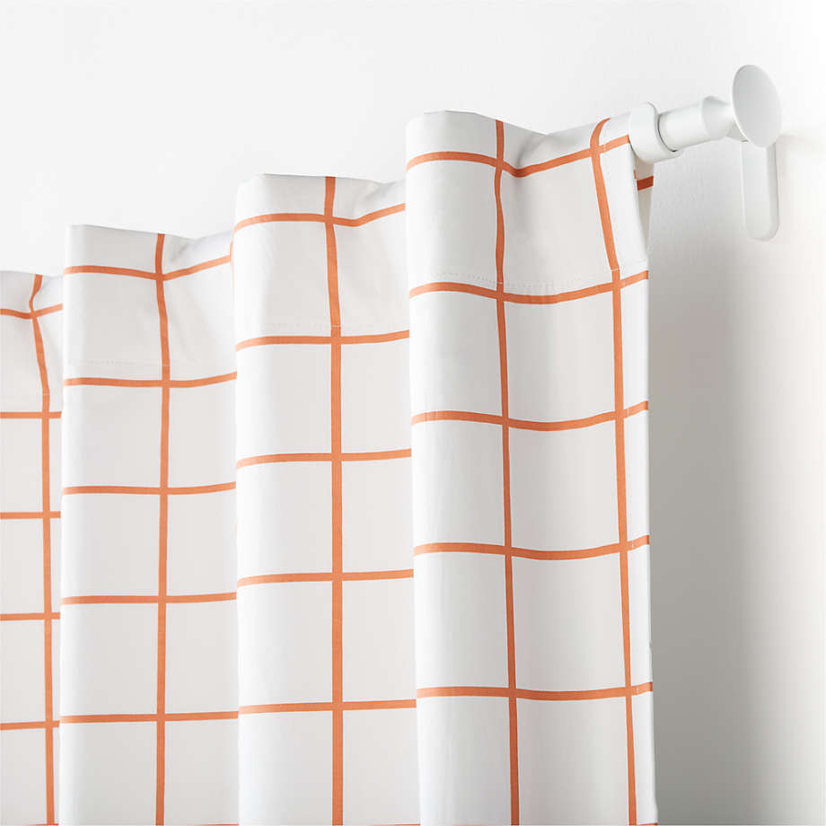 Orange Grid Curtain Panel 96" thumbnail 4
