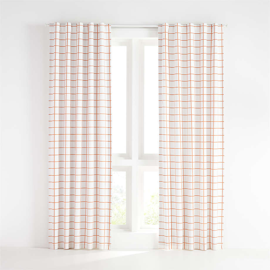 Orange Grid Curtain Panel 96" thumbnail 3