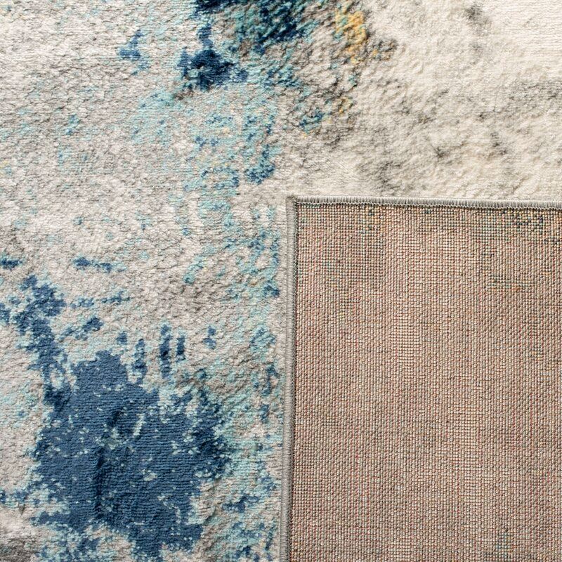 Rectangle Muro Gray Navy Area Rug 8' x 10'  thumbnail 3