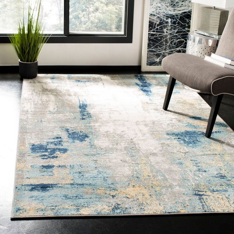 Rectangle Muro Gray Navy Area Rug 8' x 10'  thumbnail 2