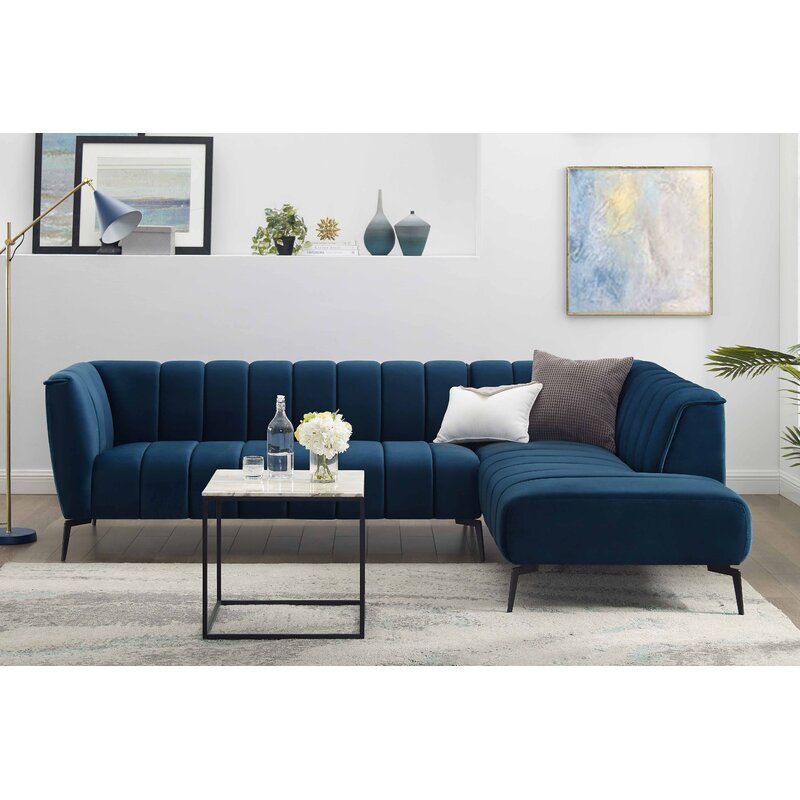 Dreier Velvet Right Hand Facing Sofa and Chaise thumbnail 8