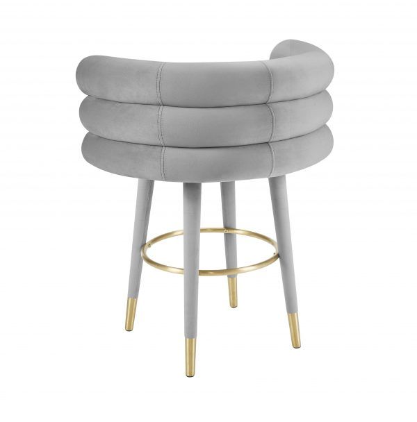 Elizabeth Grey Velvet Counter Stool thumbnail 3