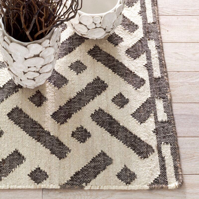 Flatweave Geometric Area Rug In Brown Beige 9'x12' thumbnail 3