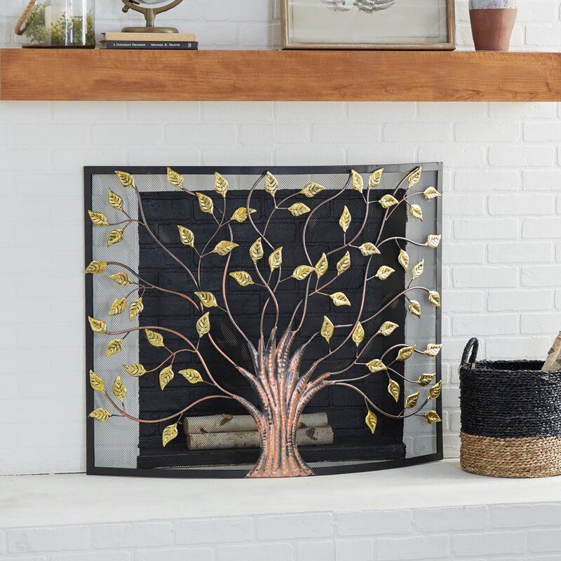 Aashay single paneliIron fireplace screen thumbnail 2