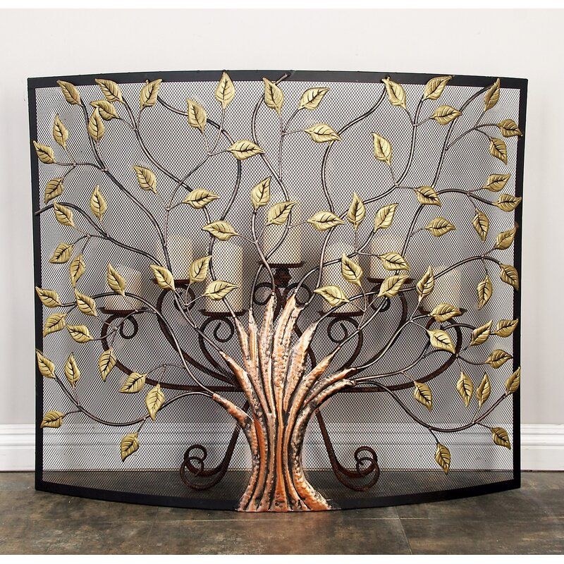 Aashay single paneliIron fireplace screen thumbnail 3