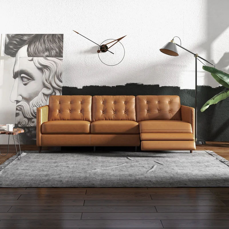 Stoll Genuine Leather Square Arm Reclining Sofa thumbnail 2