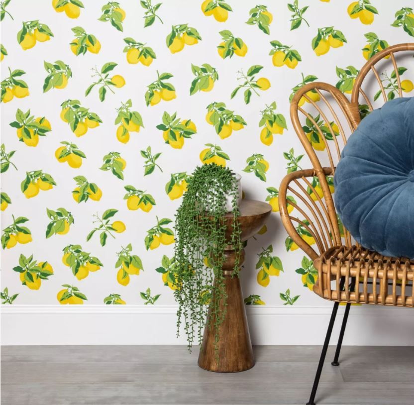 Lemons Peel And Stick Wallpaper Yellow thumbnail 3