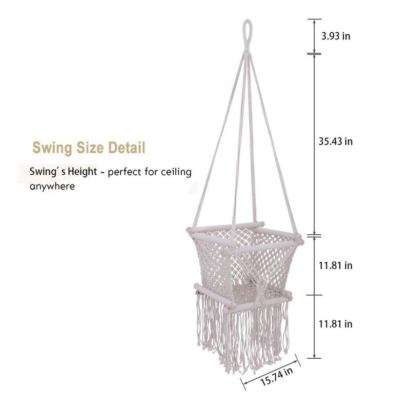 Feblix Home Inc  Fabric Beige Bucket Swing Seat thumbnail 5