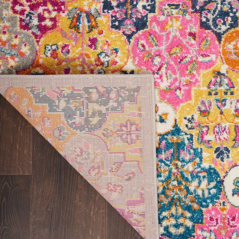 Amia Ikat Pink_Yellow_Blue Area Rug thumbnail 3