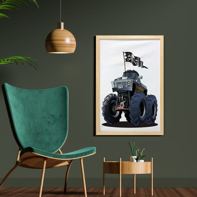 Popular Large Monster Truck Dead Frame Graphic Art With Frame thumbnail 2