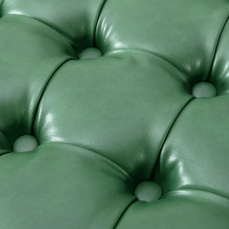 Burmeister Faux Leather Tufted Round Cocktail Ottoman thumbnail 4