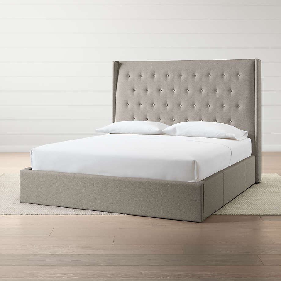 Ronin King Tufted Wingback Upholstered Storage Bed Dove King thumbnail 2