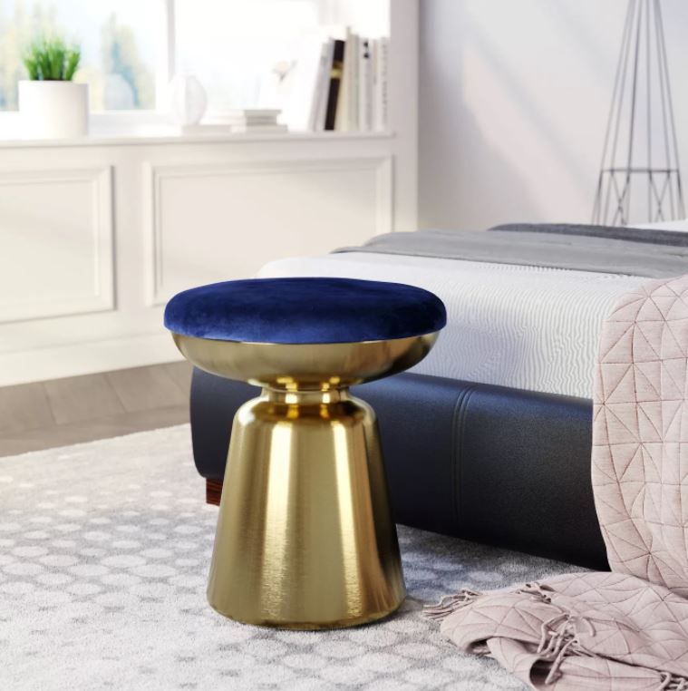 Julian Side Stool Blue Gold thumbnail 3