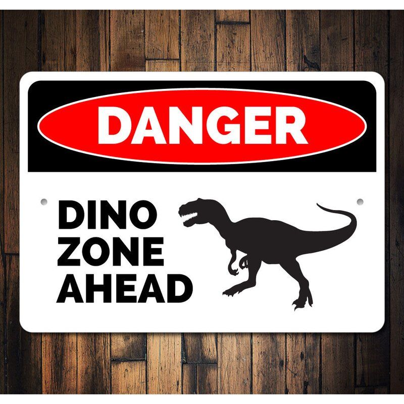 Danger Dino Zone Ahead Sign thumbnail 2