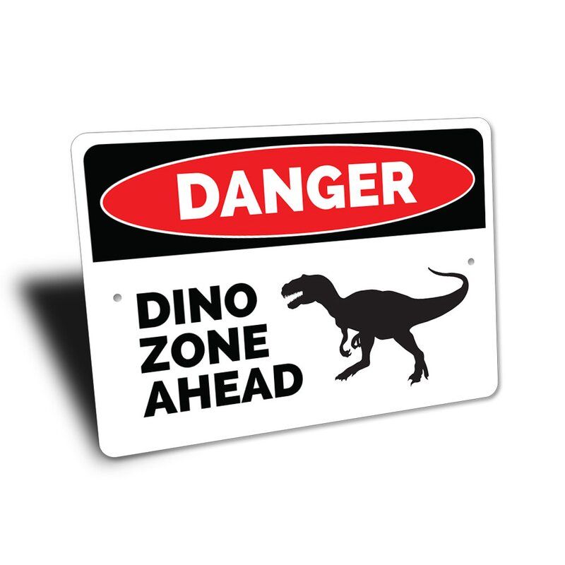 Danger Dino Zone Ahead Sign thumbnail 3