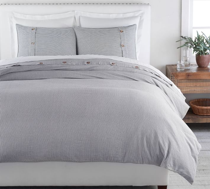 Wheaton Striped Linen Cotton Duvet Cover thumbnail 3