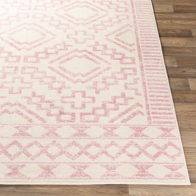 Rectangle Aleman Oriental Pale Pink Cream Area Rug 6'7"x9' thumbnail 3