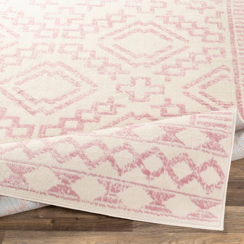 Rectangle Aleman Oriental Pale Pink Cream Area Rug 6'7"x9' thumbnail 4