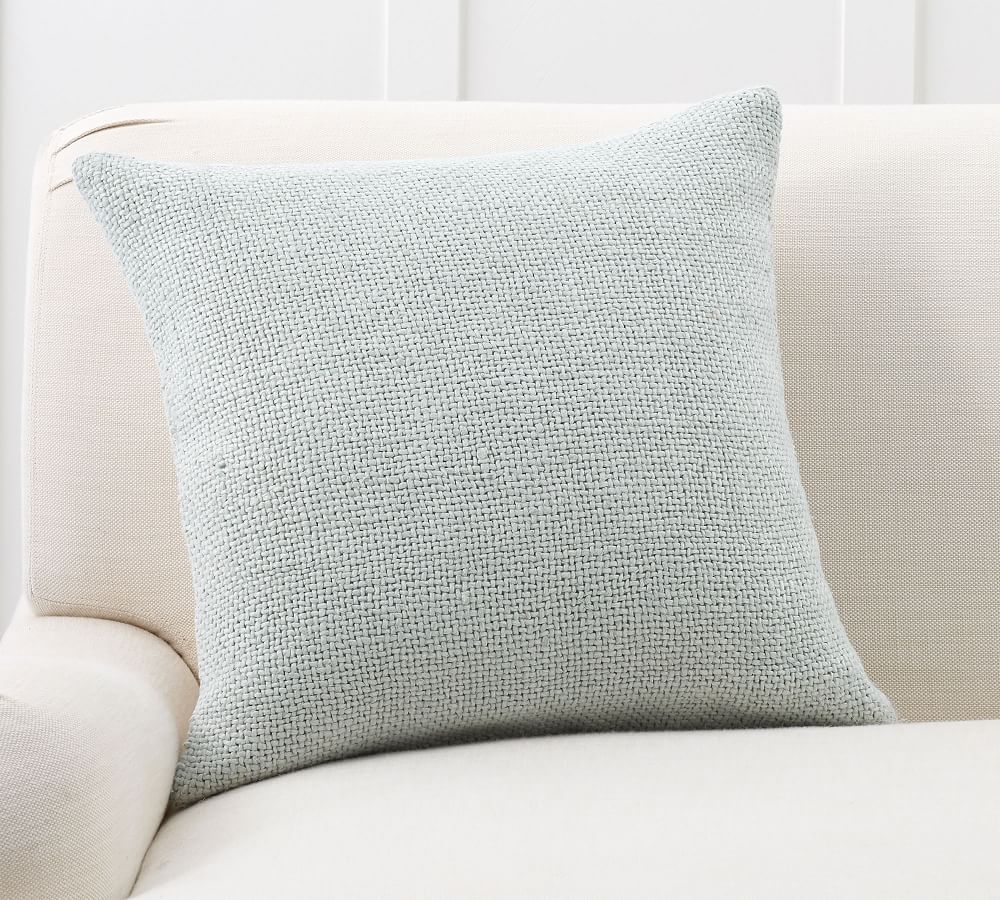 Faye Linen Textured Pillow Cover No Insert - Light Chambray thumbnail 2