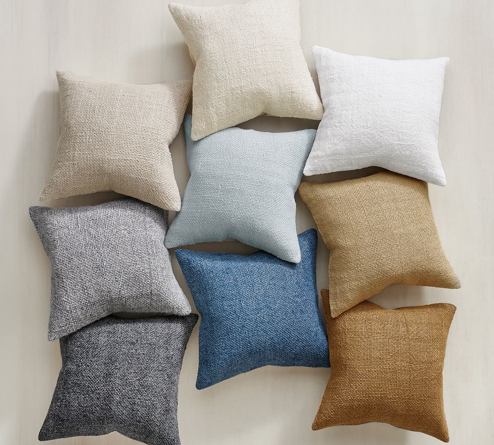 Faye Linen Textured Pillow Cover No Insert - Light Chambray thumbnail 3