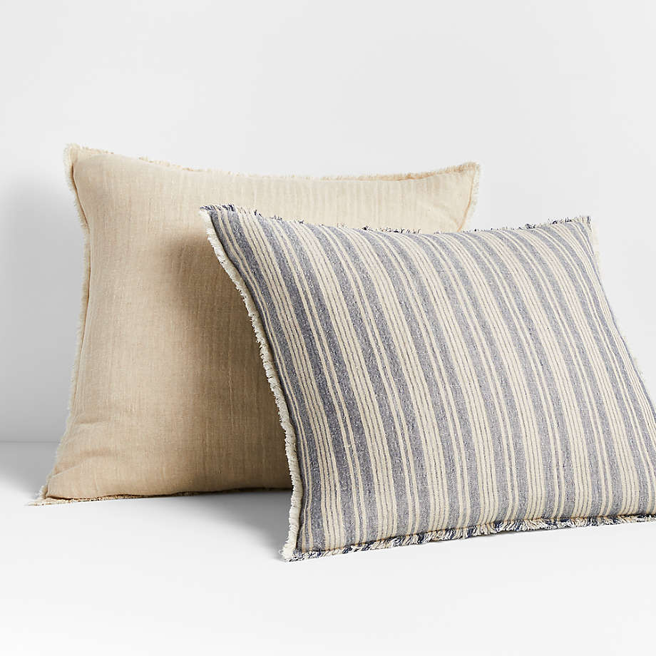 Arla Eyelash Striped Blue Pillow Cover with Feather Down Insert thumbnail 2