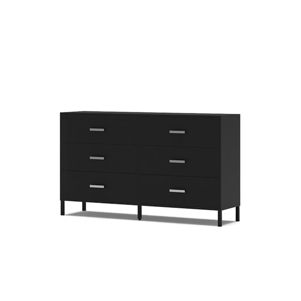Alexei 6 Drawer Double Dresser Black thumbnail 2