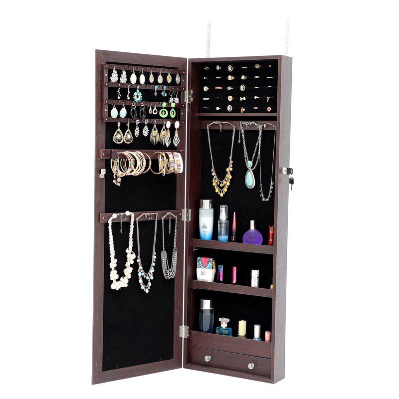 Wall Mounted Jewelry Armoire with Mirror thumbnail 3