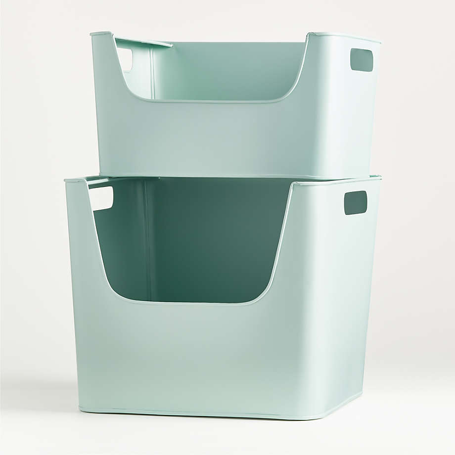 Large Mint Metal Stacking Storage Bin thumbnail 3