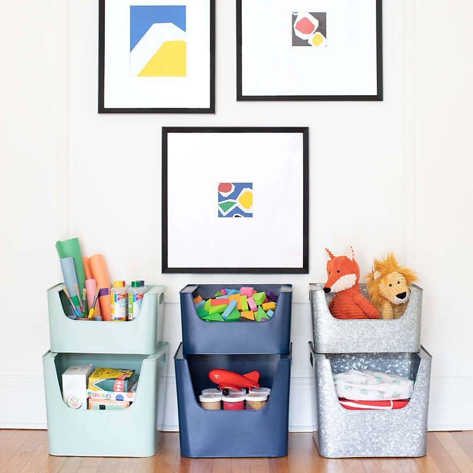Large Mint Metal Stacking Storage Bin thumbnail 4