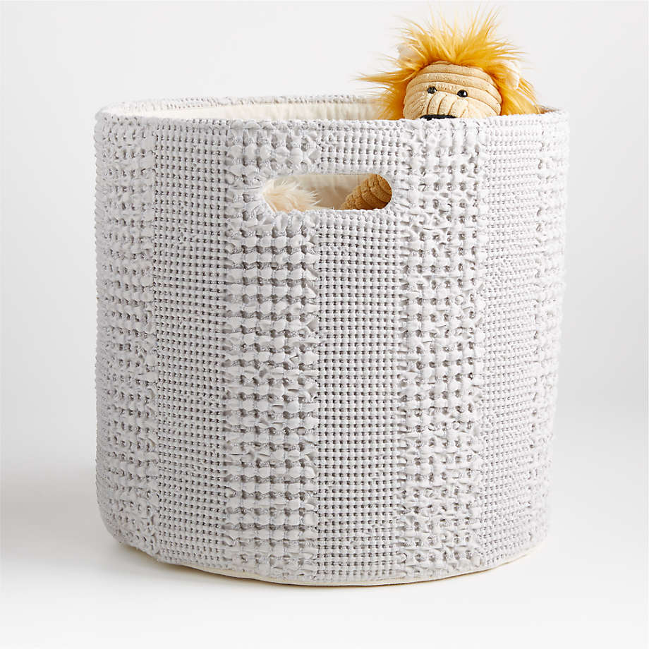 Nella Grey Waffle Weave Large Storage Bin thumbnail 2
