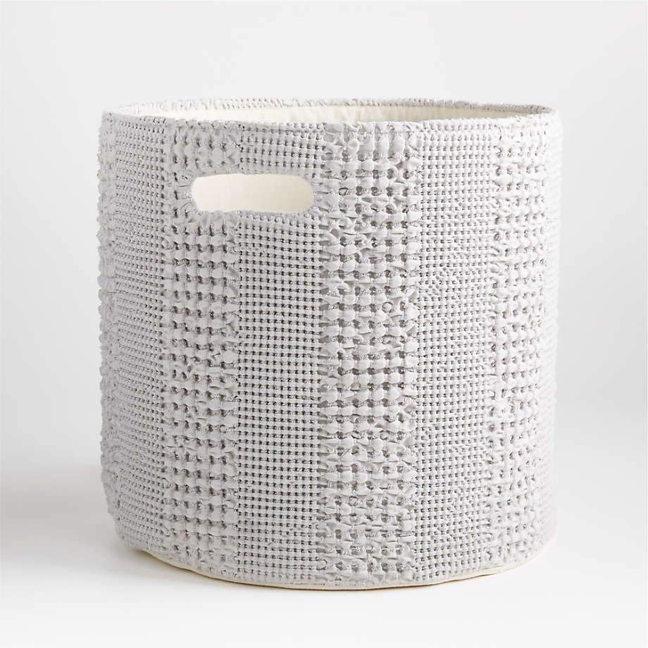 Nella Grey Waffle Weave Large Storage Bin thumbnail 4