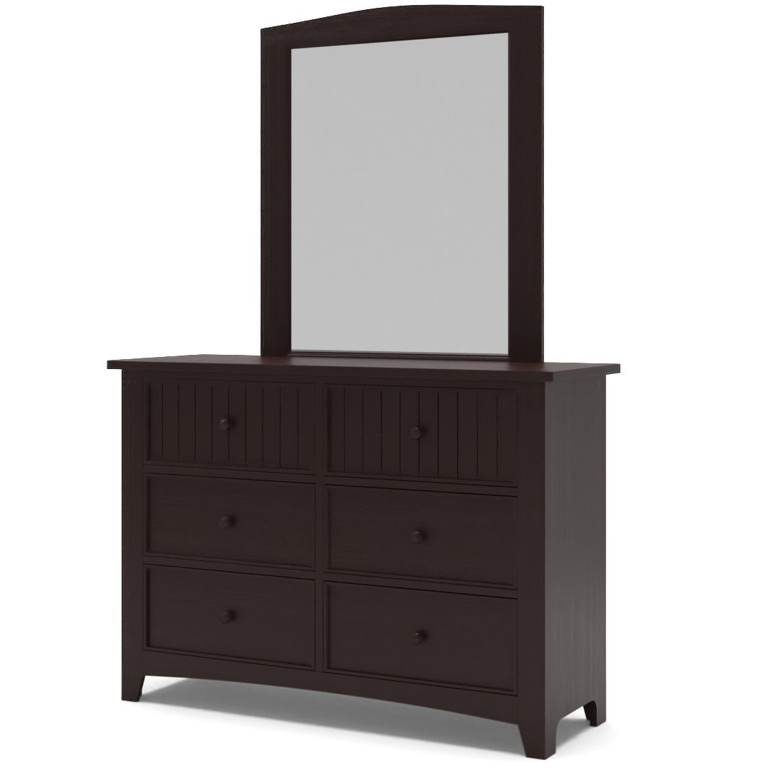 Agnew 6 Drawer Solid Wood Double Dresser with Mirror thumbnail 2