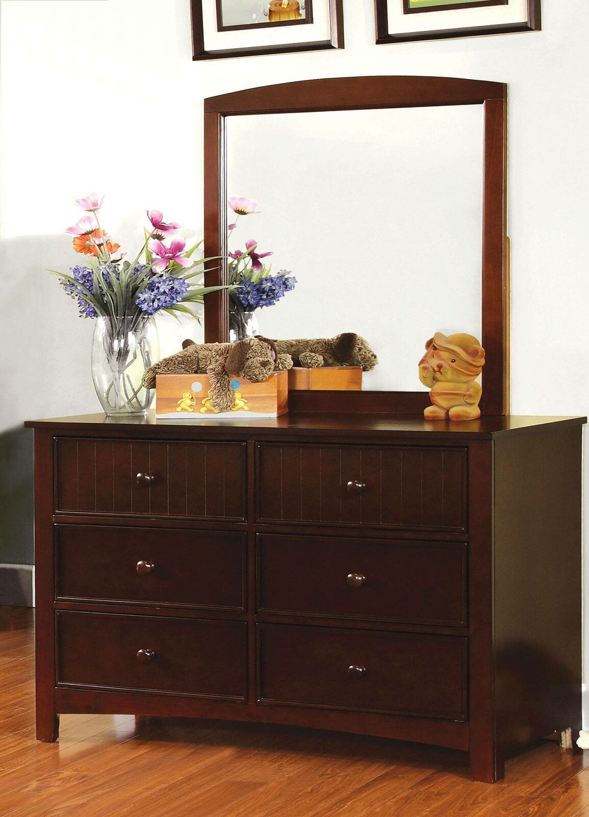 Agnew 6 Drawer Solid Wood Double Dresser with Mirror thumbnail 4