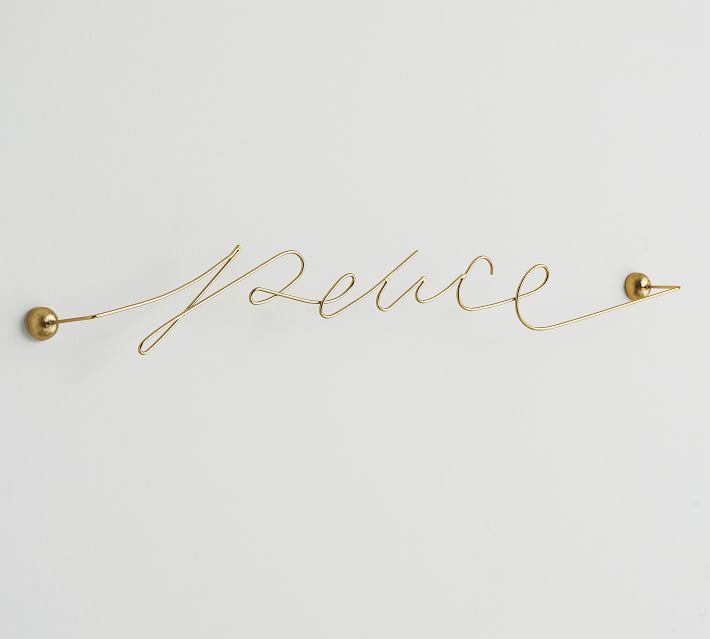 Brass Script Wall Art Peace thumbnail 3