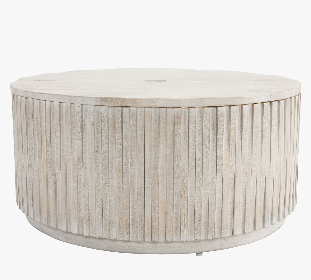 Coloma Round Storage Coffee Table Light Gray thumbnail 3