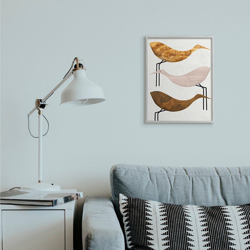 Abstract Tree Pattern Storks Minimal Rustic Birds With Frame-20"x16" thumbnail 3