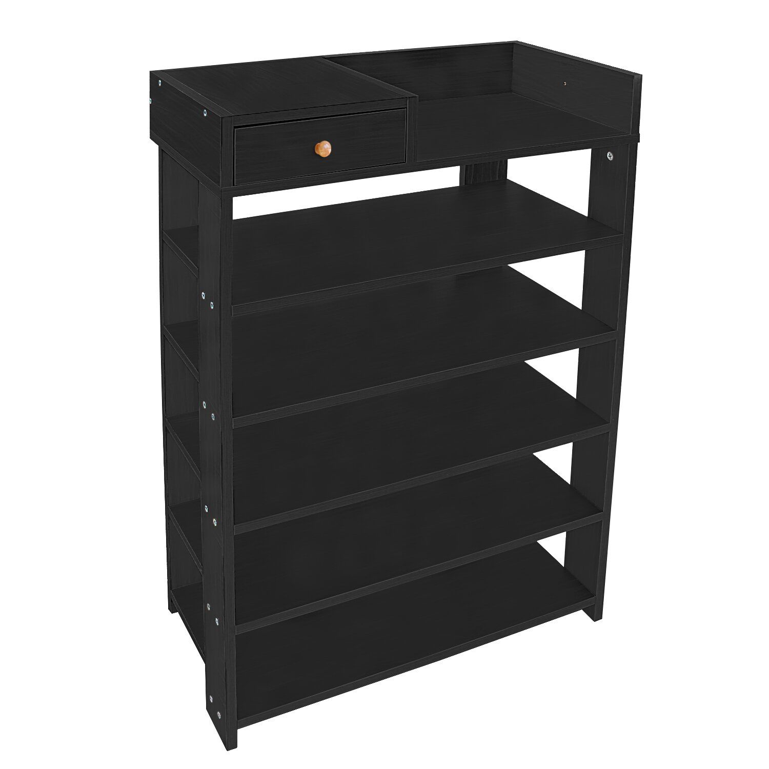 Black Wood Storage 15 Pair Shoe Rack thumbnail 3