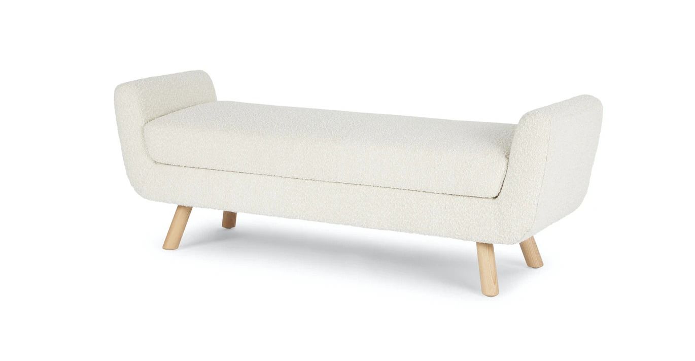Gabriola Ivory Boucle Bench