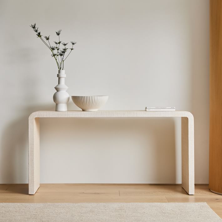 Solstice Whitewash Raffia Entry Console Table thumbnail 5