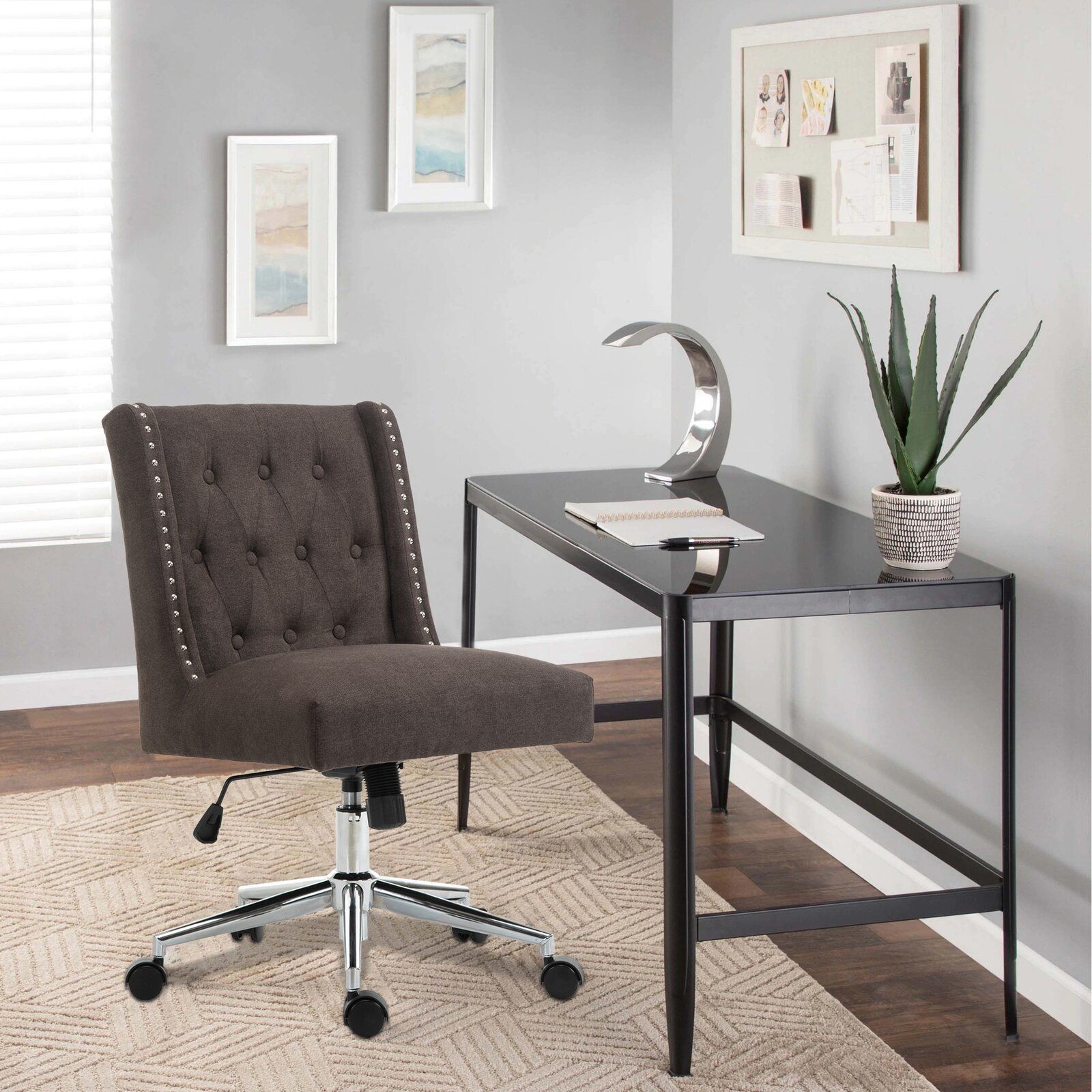 Bupal Sinuous Springs Task Chair Chocolate Polyester thumbnail 2