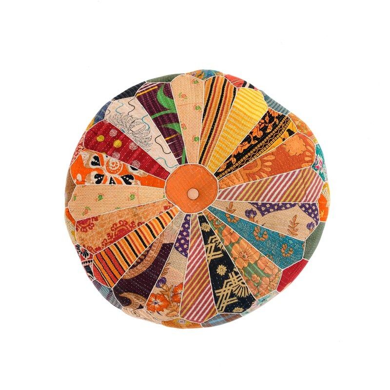 Yinn Wide Round Abstract Pouf Ottoman thumbnail 3