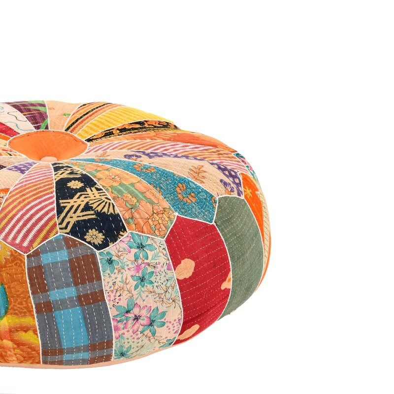 Yinn Wide Round Abstract Pouf Ottoman thumbnail 4