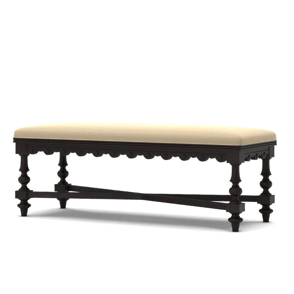 Trevor French Country Beige Upholstered Bench thumbnail 3