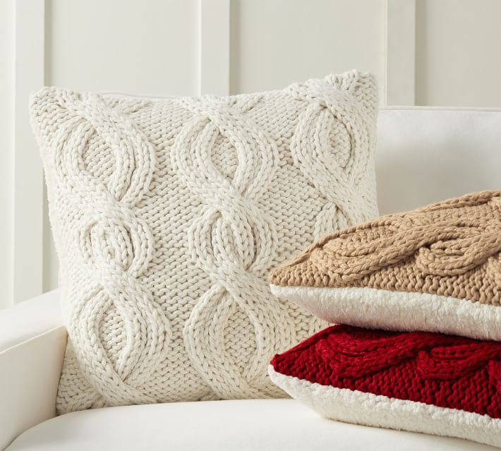 Alpine Mega Cable Sherpa Back Pillow Cover NO insert thumbnail 3