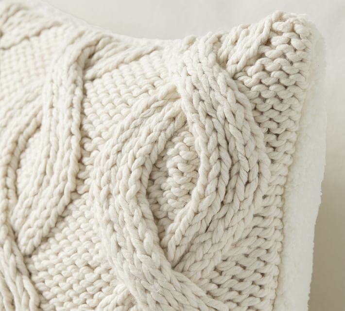 Alpine Mega Cable Sherpa Back Pillow Cover NO insert thumbnail 4