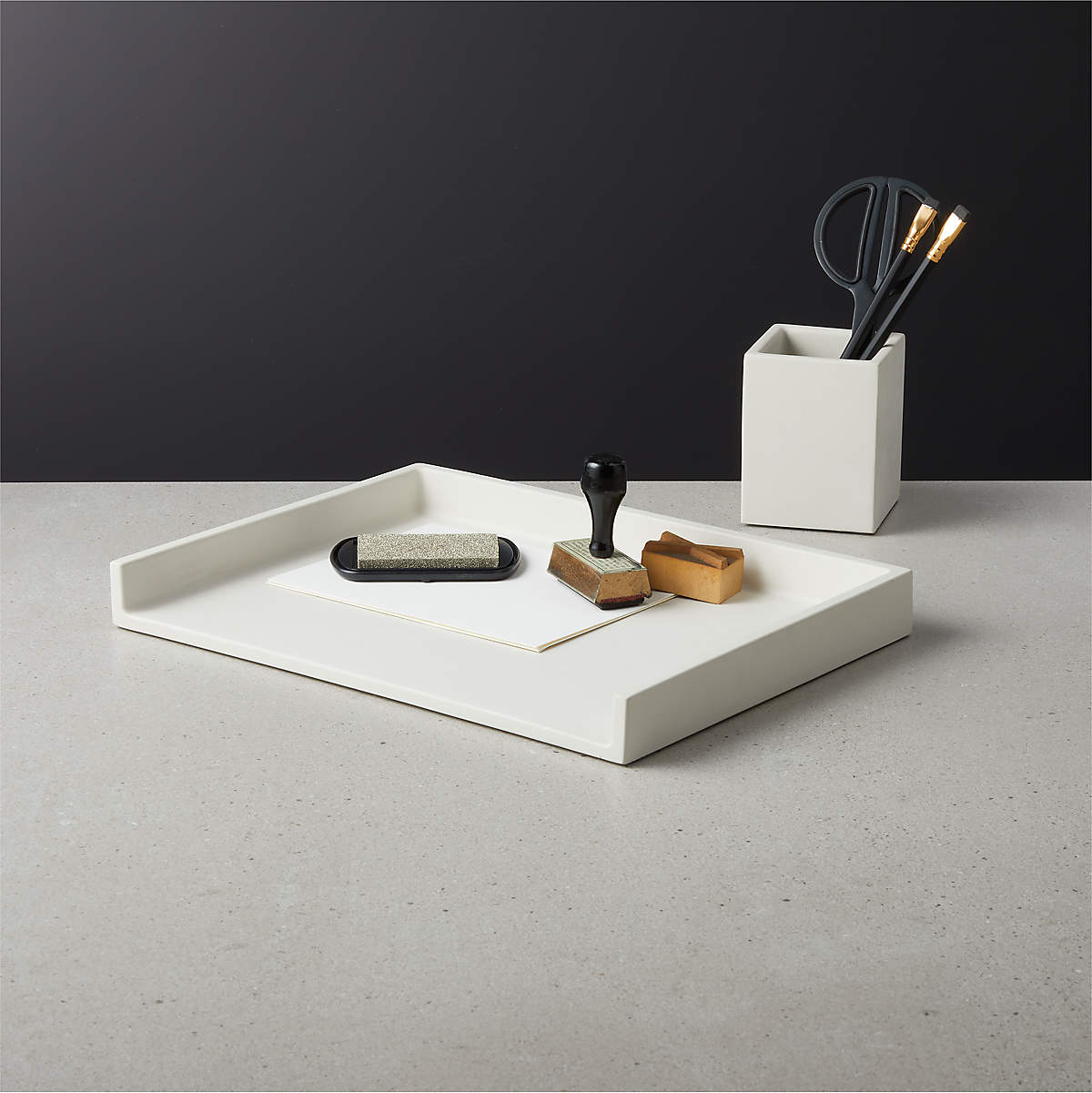 Cement White Letter Tray thumbnail 3