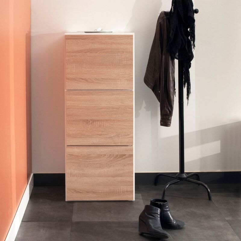 White Natural Oak Bamboo Shoe Storage Cabinet thumbnail 11